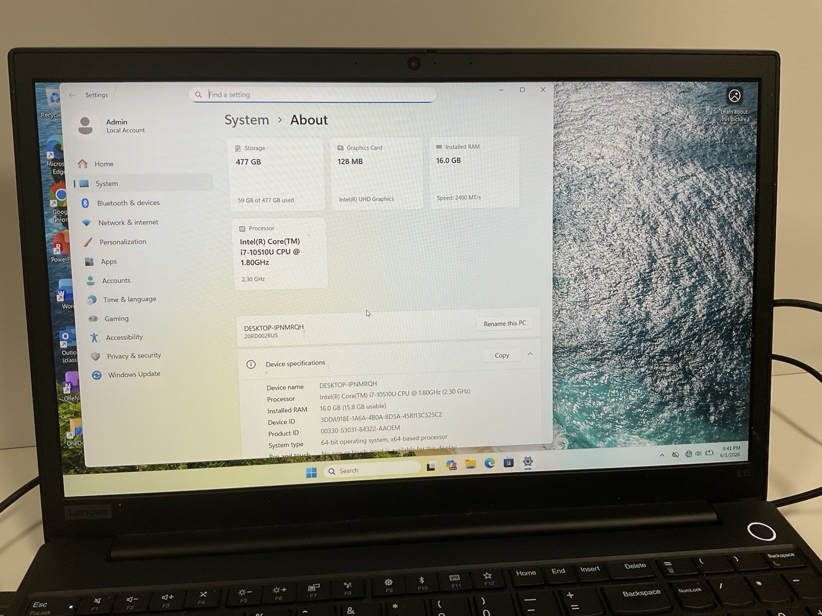 Lenovo ThinkPad E15 15.6 inch (512GB, Intel Core i7 10th Gen., 1.80GHz, 8GB)…