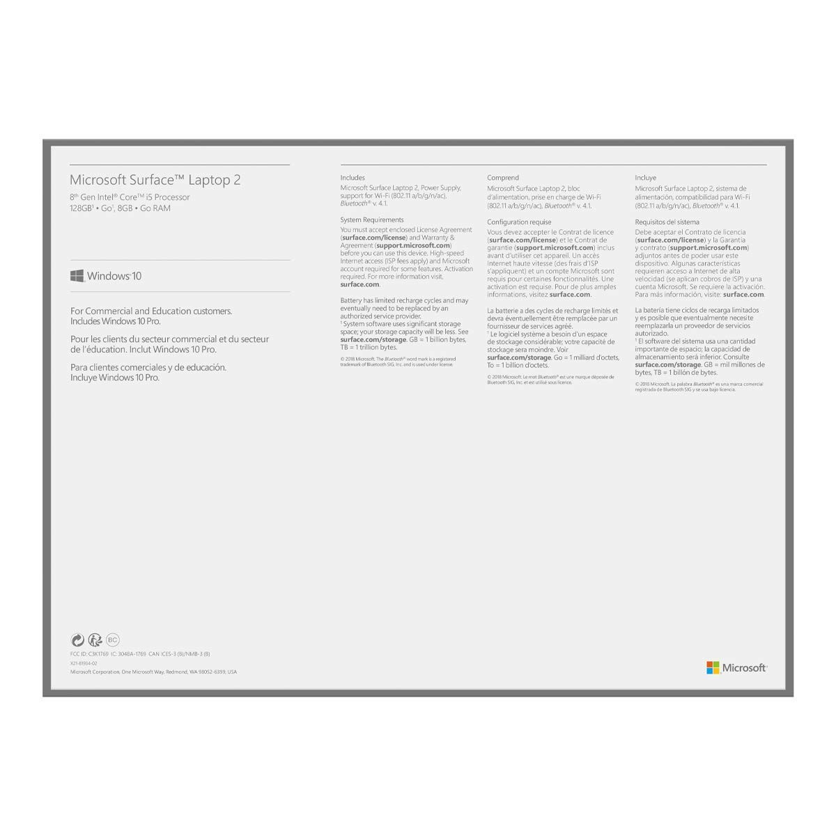 Microsoft Surface Laptop 2 (Intel Core i5, 8GB RAM, 256 GB) – Black (Renewed)