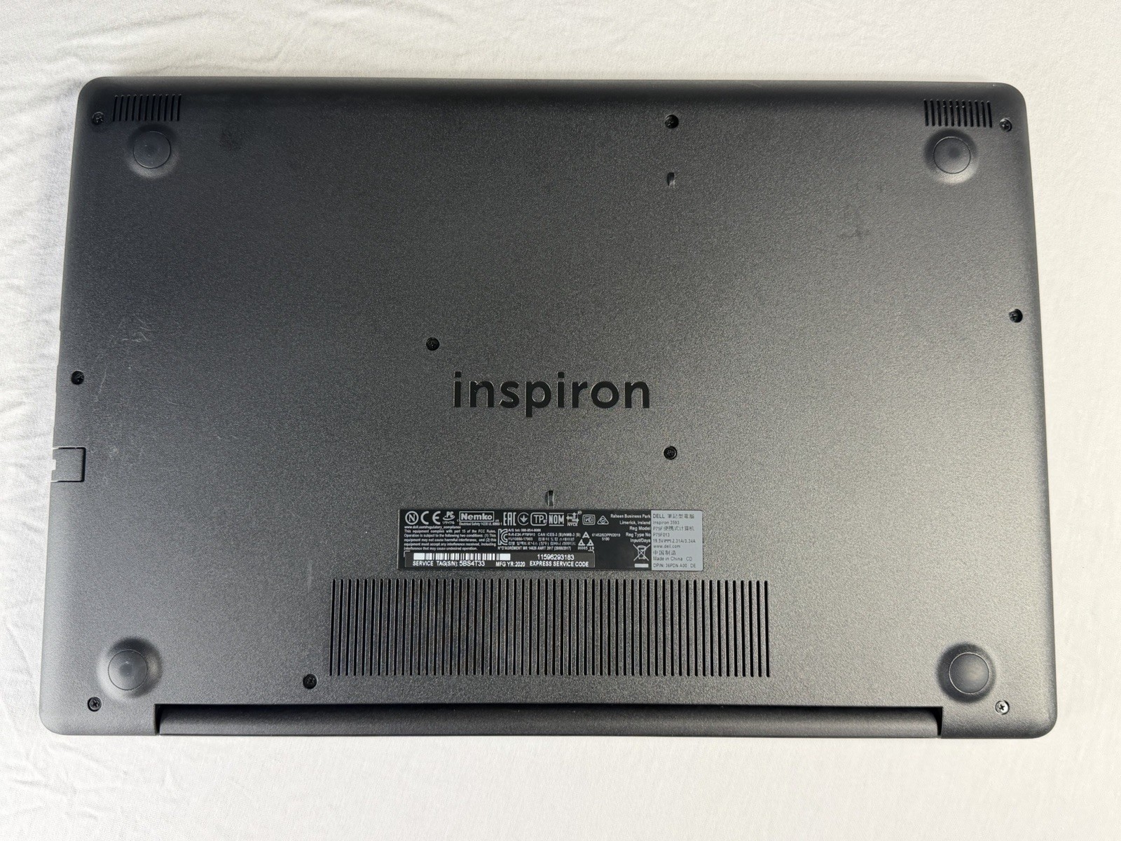 Dell Inspiron 3593 Laptop Intel Core i7 1065G7 1.3GHz 12GB RAM 1TB HDD W11P