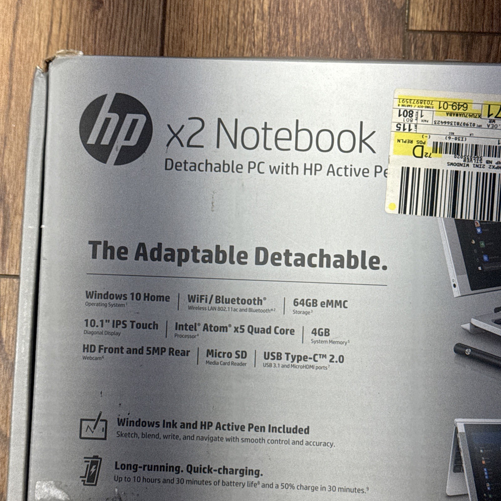 HP Notebook x2 10-p010wm 10.1″ (64GB, Intel Atom Quad-Core., 1.92GHz, 4GB)…