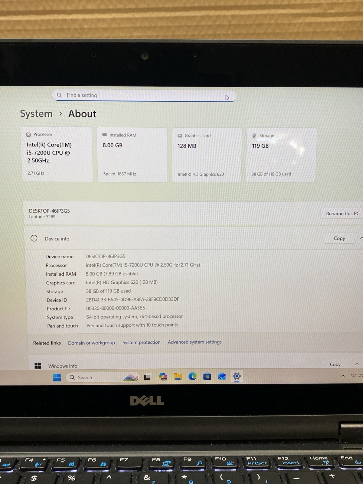 Dell Latitude 5289 2-in-1 Touchscreen Core i5-7200 8GB RAM 128GB SSD Win 11 Pro.