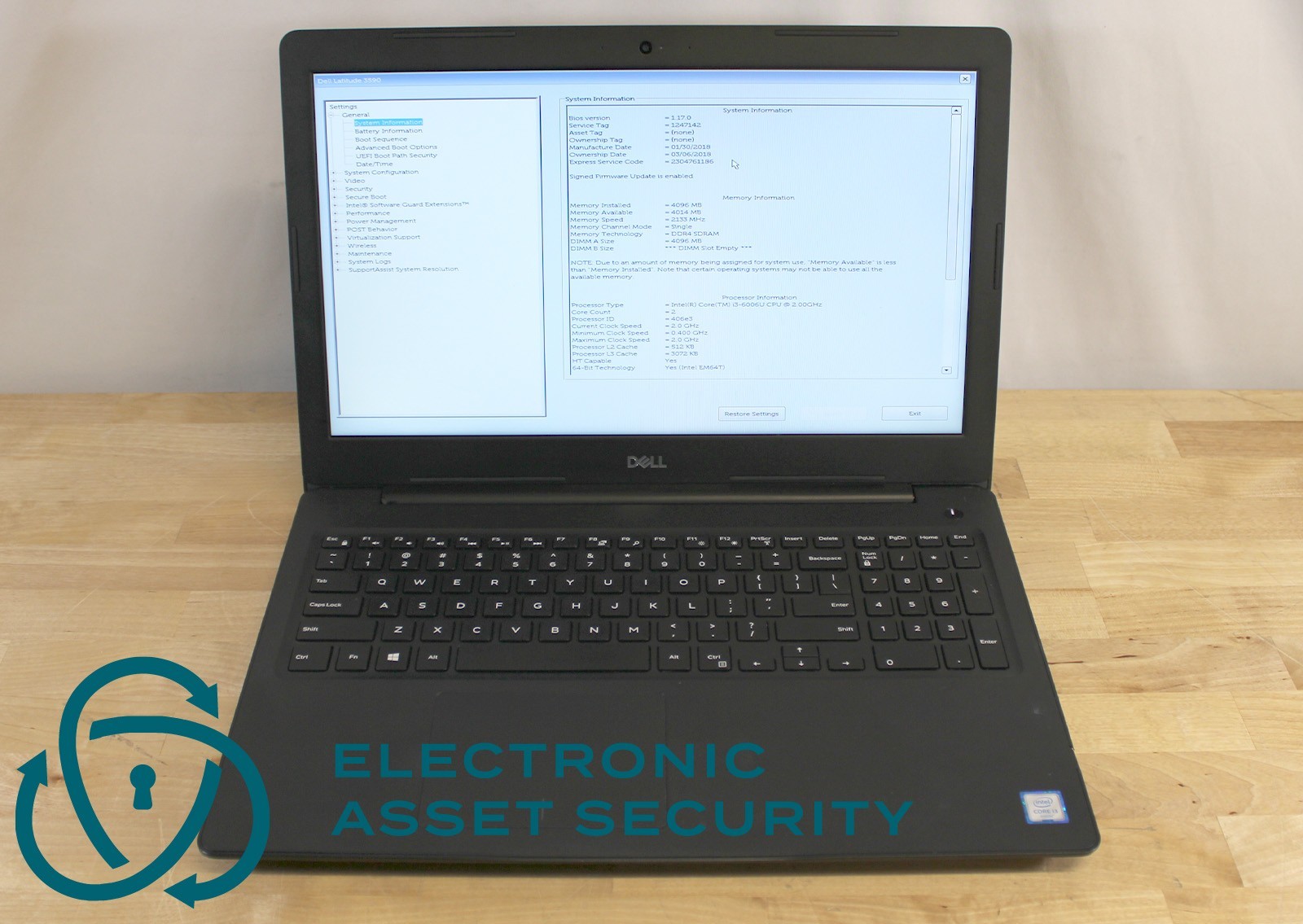 Dell Latitude 3590 i3-6006U 2.0G 8GB RAM (No Drive)