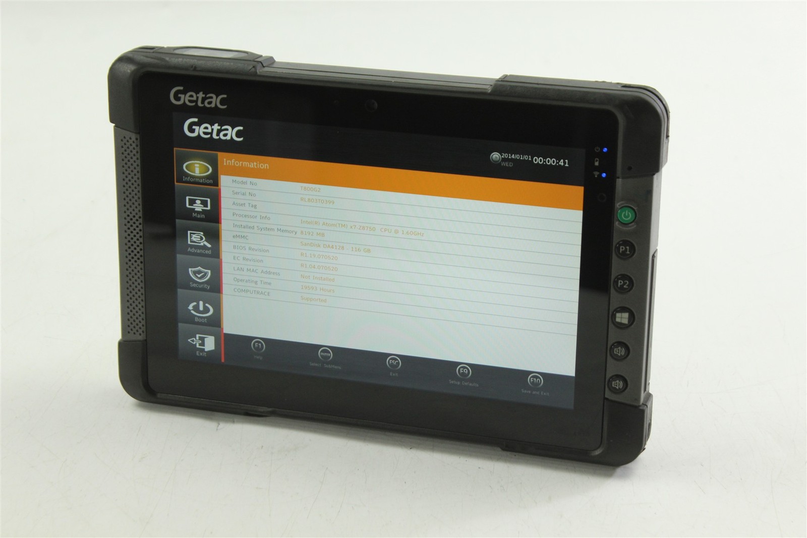 Getac T800 G2 LTE Rugged Tablet 8.1″ Atom x7-Z8750 128GB eMMC 8GB RAM NO OS