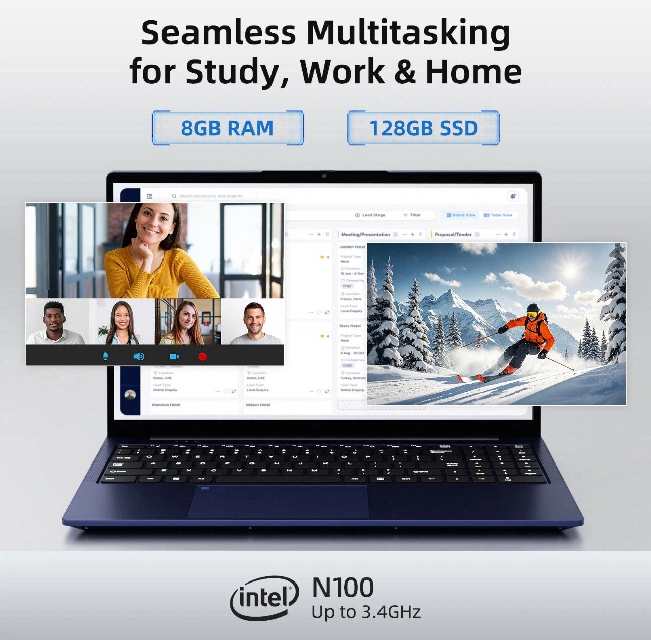 Nimo 15.6″ IPS Laptop Intel Alder Lake N100 8GB RAM 128GB SSD Blue Fingerprint