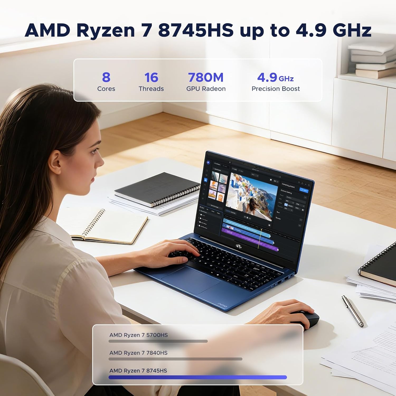 NIMO 15.6″ IPS FHD Gaming Laptop 8 Cores AMD Ryzen7 8745HS 16GB DDR5 RAM 1TB SSD