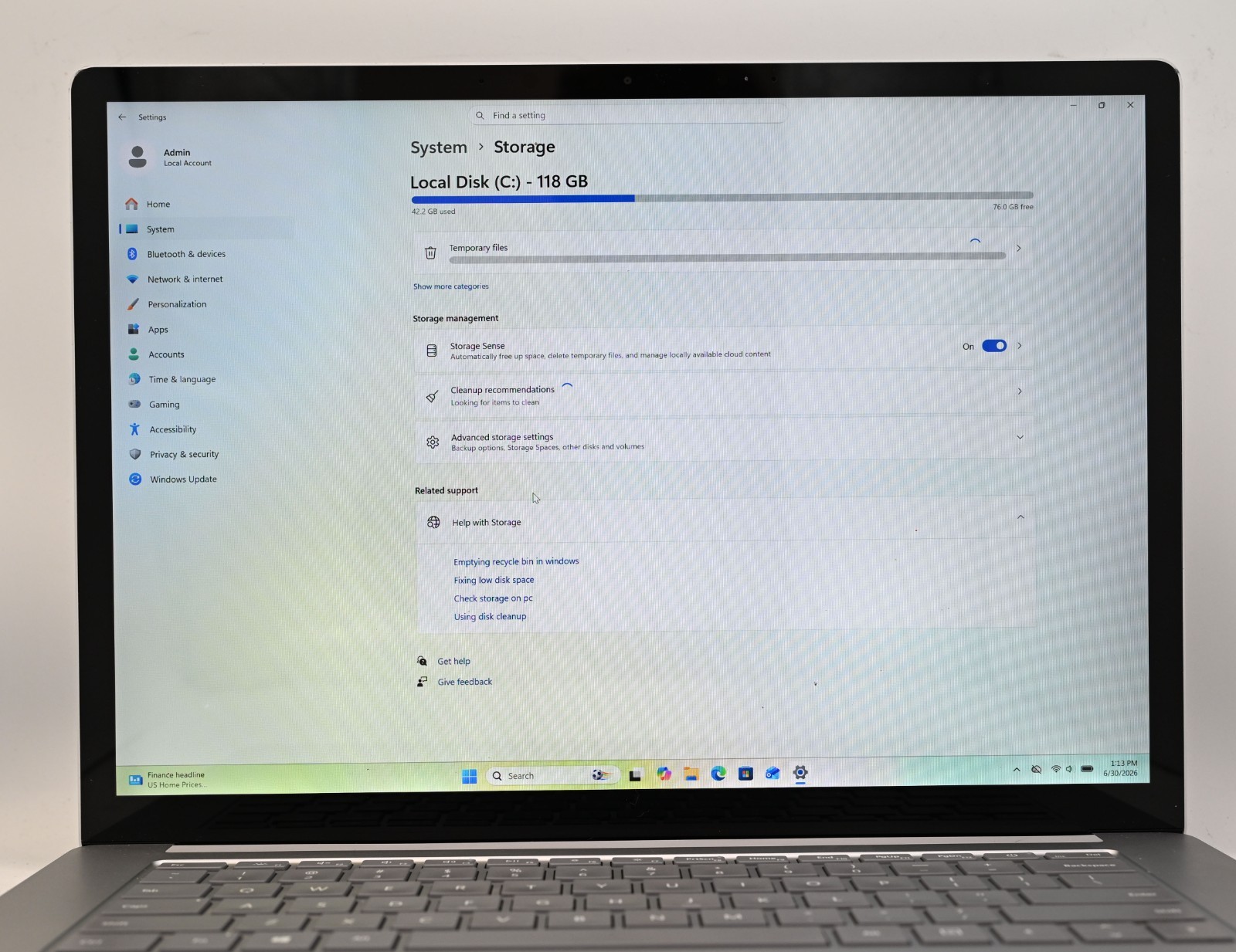 Microsoft Surface Laptop 3 i5-1035G7 1.2GHz 8GB RAM 128GB SSD Windows 11 Pro