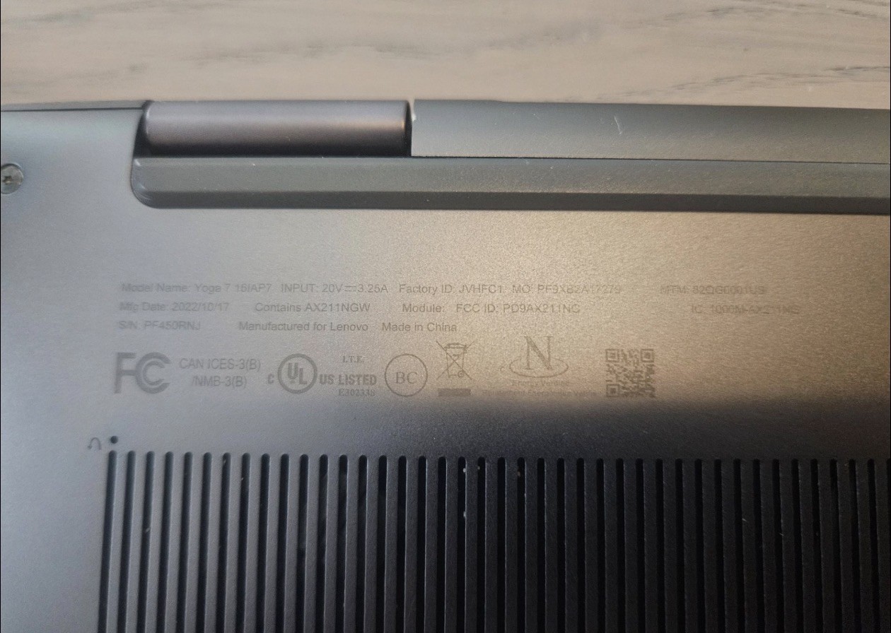 Lenovo Yoga 7i 16IAP7 16″ touch Unknown Specs with HP Chromebook