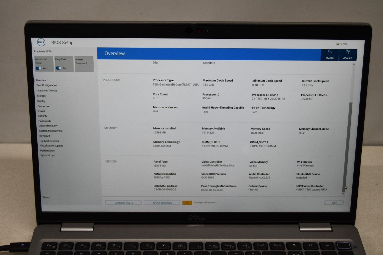 ^ Dell Precision 3570 Laptop Intel i7-1265U @ 4.15GHz 16GB RAM No HD #X7004
