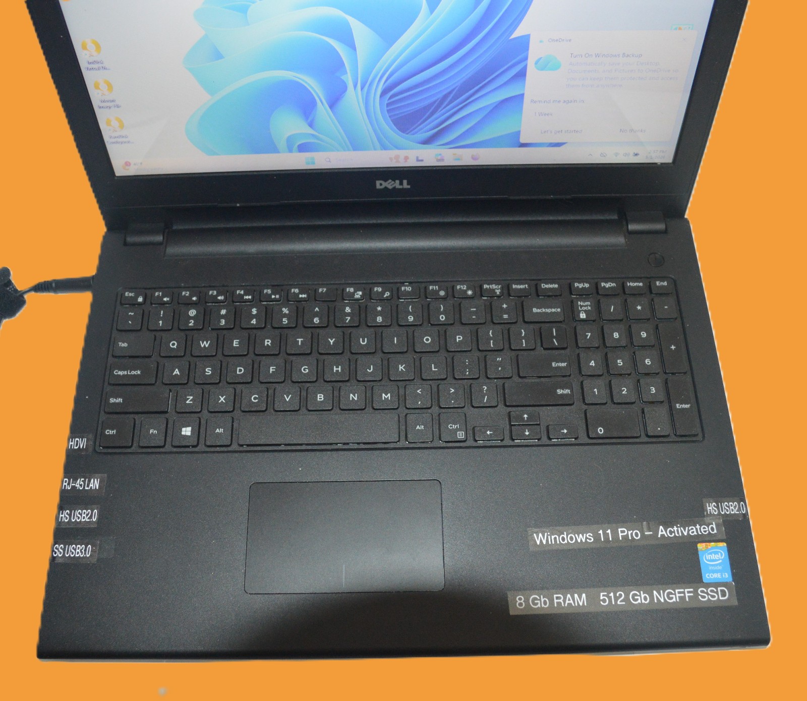 Dell Inspiron 3542,15.6″,W11Pro Ai,i3-4005U@1.7Ghz,8Gb RAM 512Gb SSD,USB,WiFi,Bt