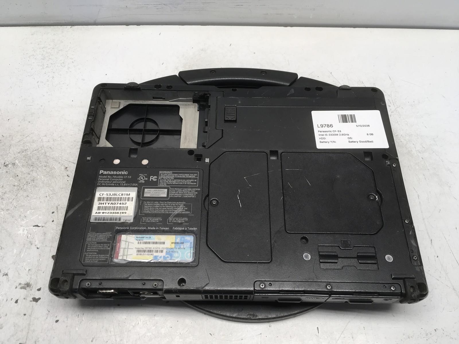 Panasonic CF-53 Intel i5-3320M 2.6GHz 8 GB NO HDD No Batt