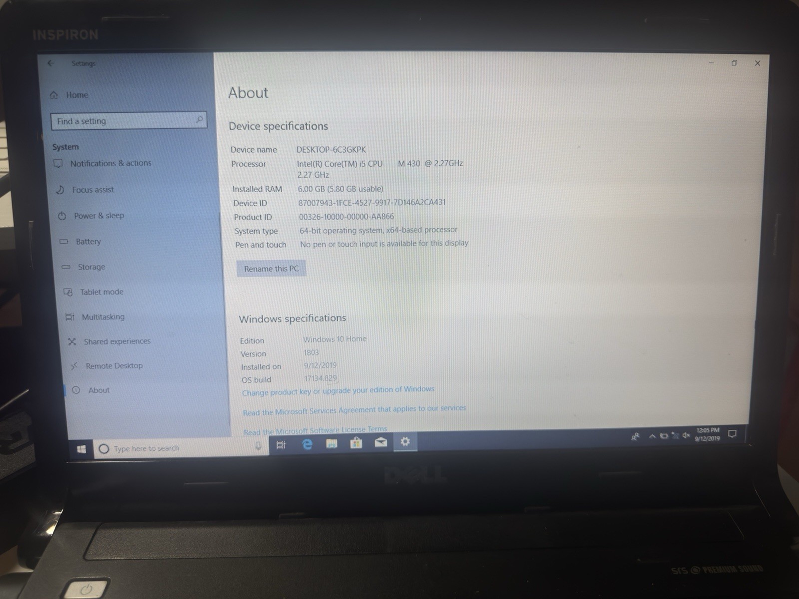 Dell Inspiron 15.6″ Laptop i5 4th Gen 2.27GHz 6GB 500GB HDD Win 10 Home