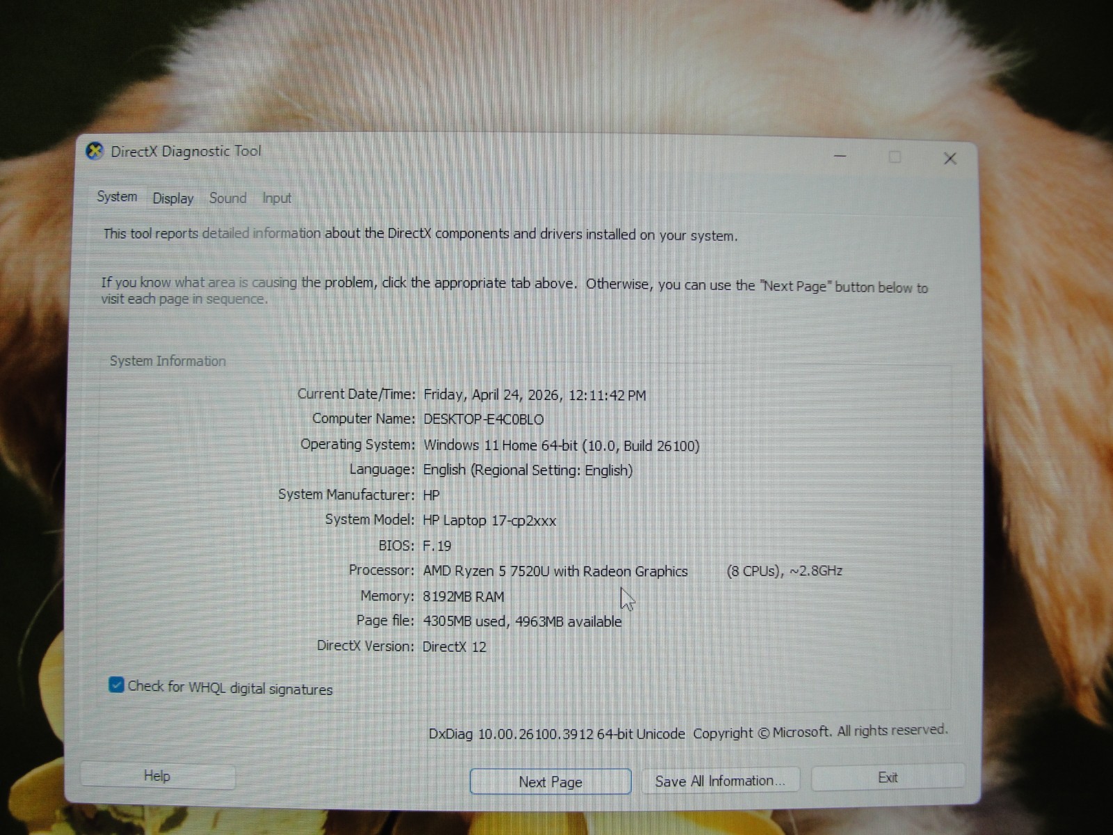 HP 17-CP2025DX 17″FHD AMD Ryzen 5 7520U 2.8GHz 8GB RAM 512GB SSD+PA