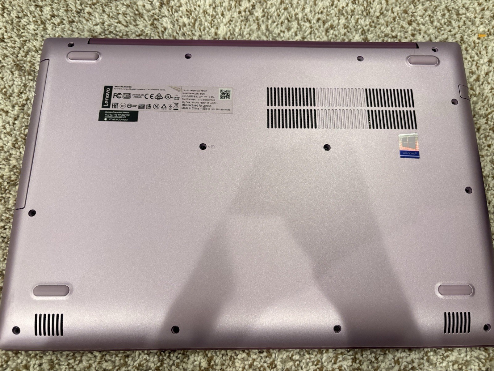 Lenovo IdeaPad 330-15AST 15.6″ Purple AMD A9 8GB 1TB HDD Windows Charger
