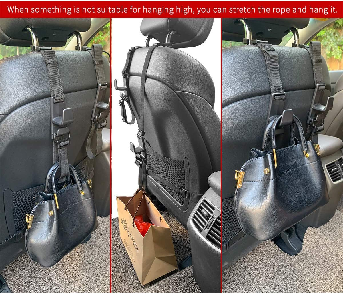 4-Pack Headrest Hooks for Car Universal Interior Auto Vehicle Back Front 4pack