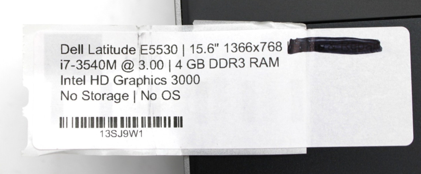 Dell Latitude E5530 i7-3540M@3.00GHz 4GB DDR3 NO STORAGE OR OS *USED/TESTED*