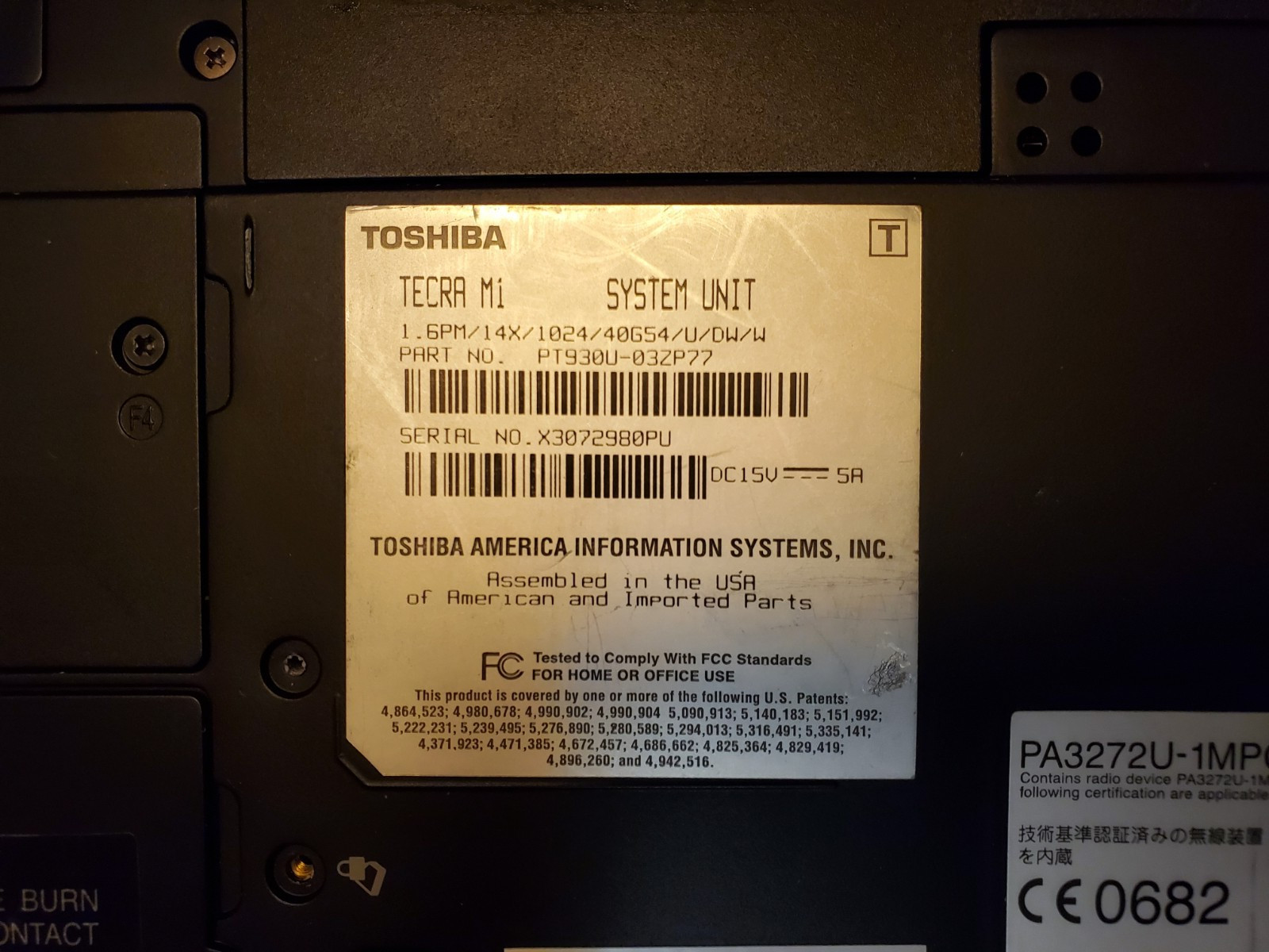 Toshiba Tecra M1 Intel Pentium M 1.6GHz 1024 MB NO HDD – Vintage Retro Gaming