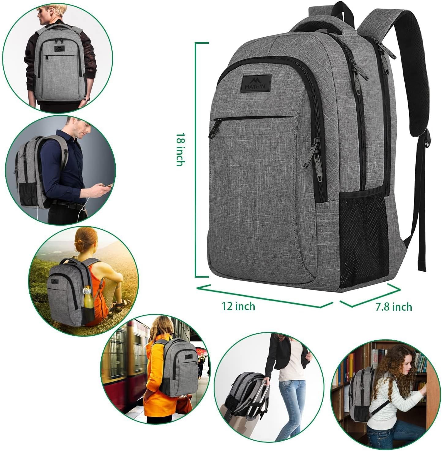 Travel Laptop Backpack, Business Anti Theft Slim Sturdy Laptops Backpack Fits 15