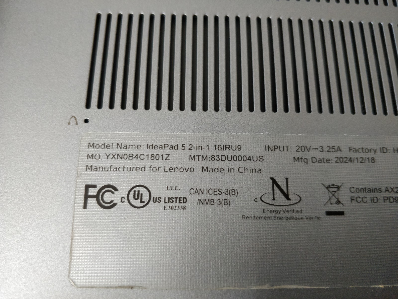Lenovo IdeaPad 5 16IRU9 INTEL CORE I7-150U@1.40GHz 8GB RAM NO DRIVE PARTS 9085