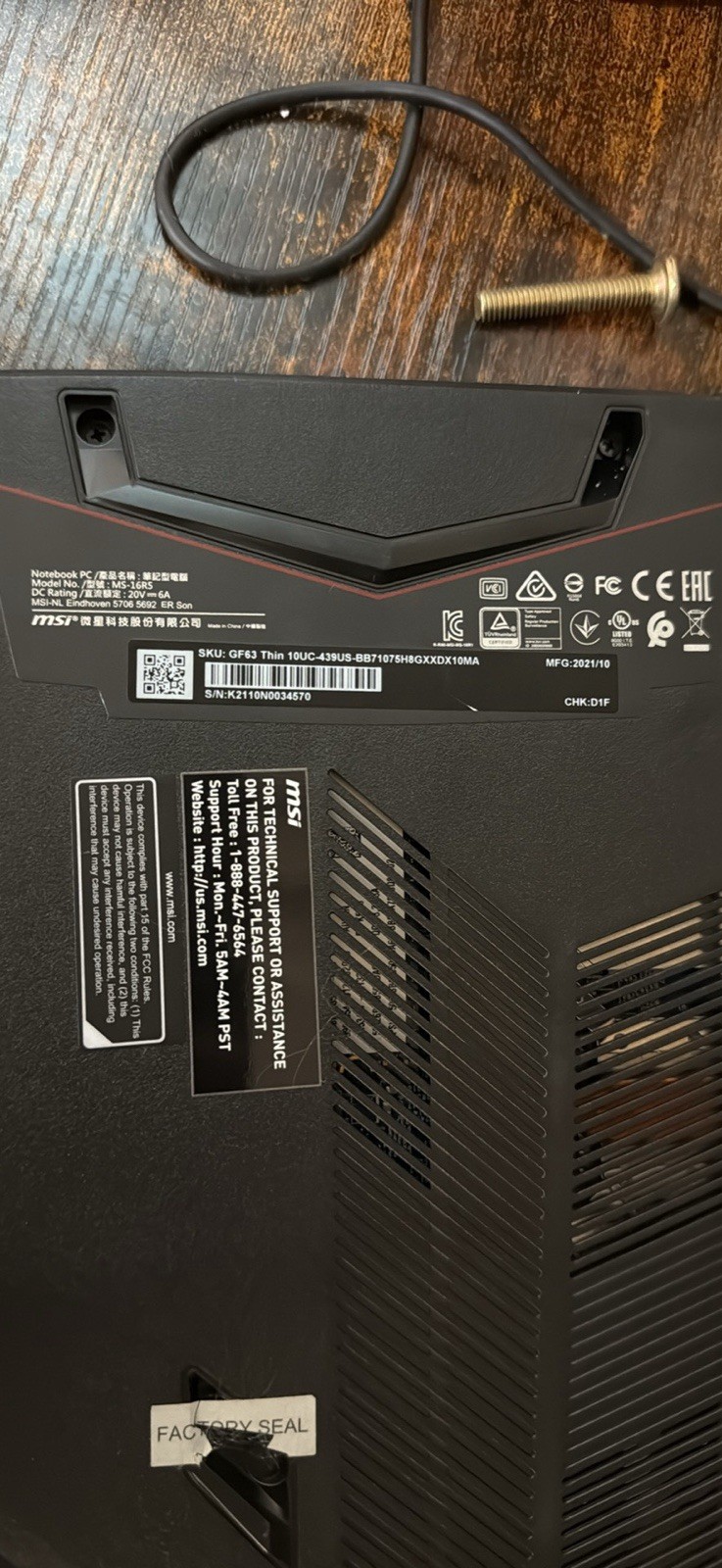 MSI THIN GF63 15.6″ (512GB SSD, Intel i7-12650H, 2.30 GHz, 8 GB of RAM(