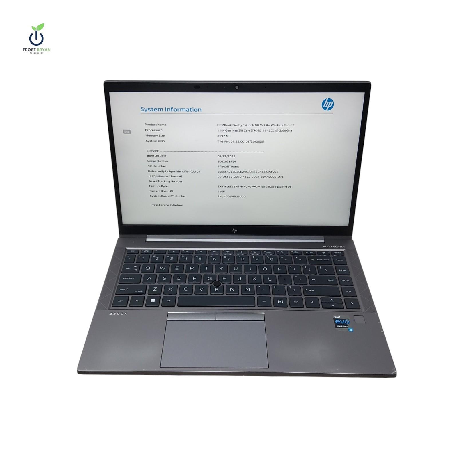 HP ZBOOK FIREFLY 14 G8 Laptop i5-1145G7@2.60GHz 256GB 8GB No OS Grade C [READ]