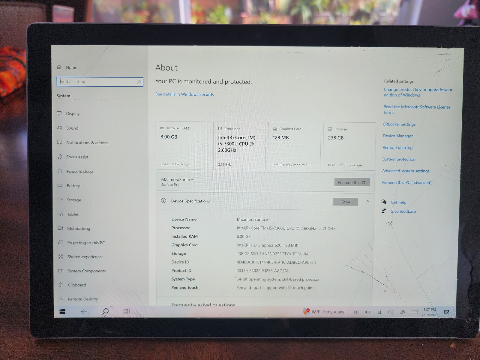 Microsoft Surface Pro 5 1796 I5 8GB RAM, 256GB SSD