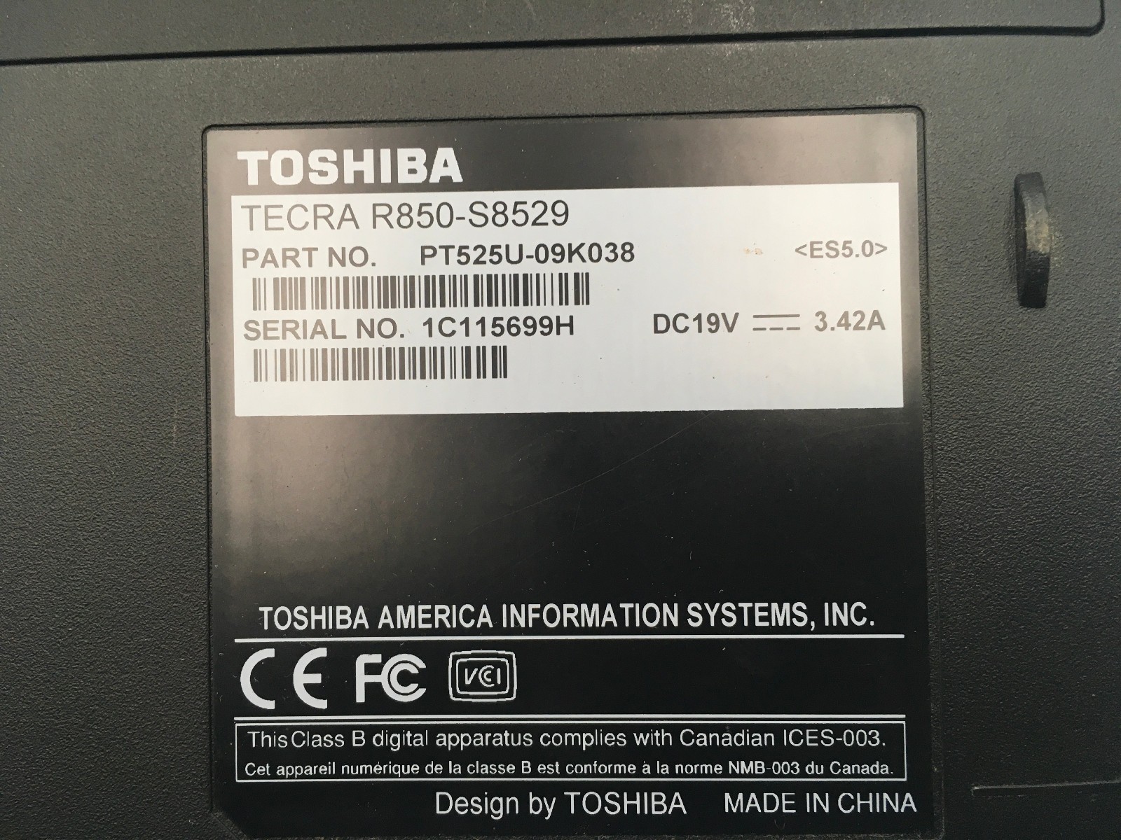 TOSHIBA TECRA R850 S8529 – BOOTS TO BIOS/BAD LCD – INTEL I5 2520M – 4GB RAM – BB