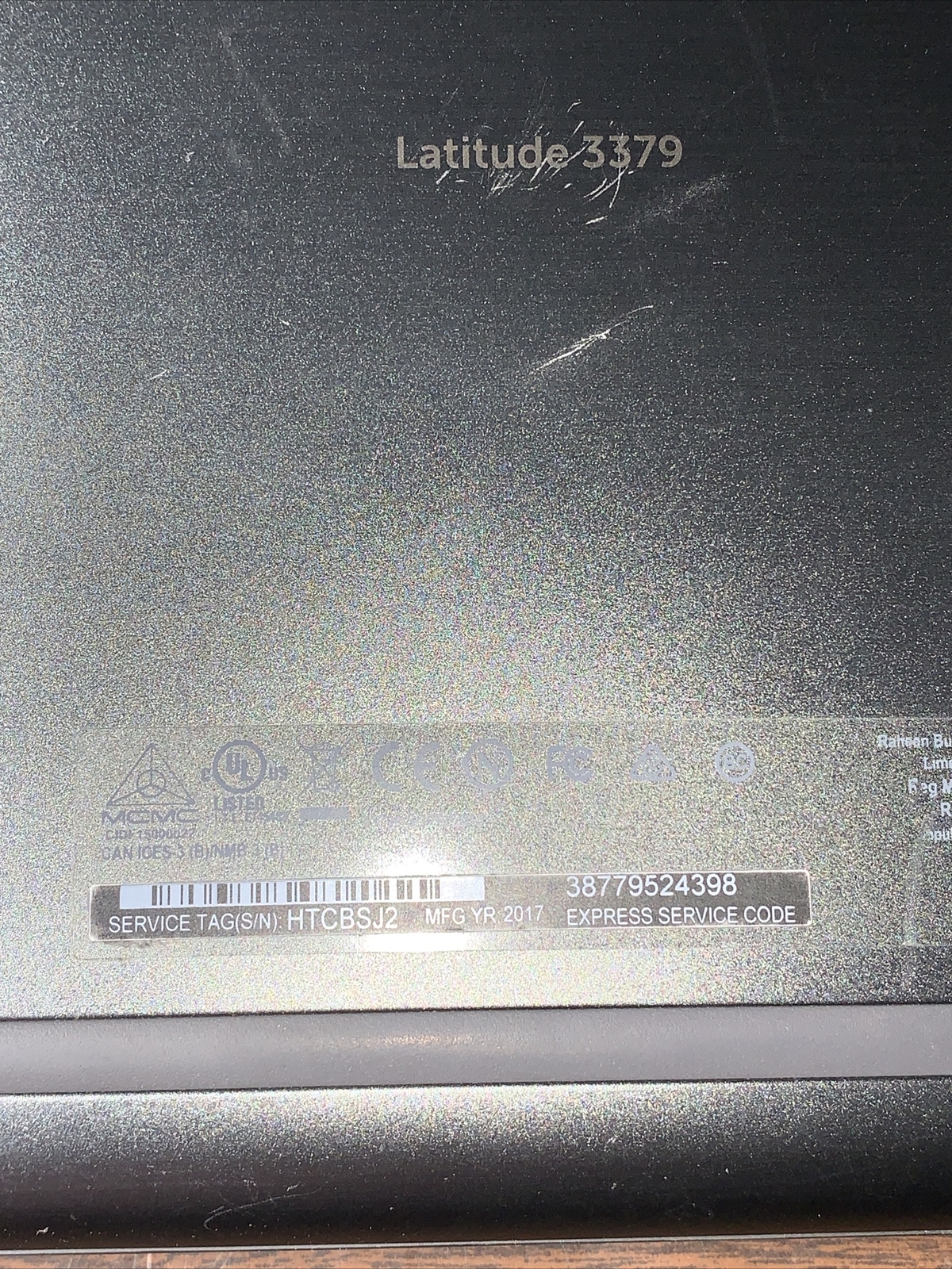 DELL LATITUDE 3379 INTEL CORE I3-6300U 2.40GHZ 4GB RAM **NO HD/ NO CADDIE