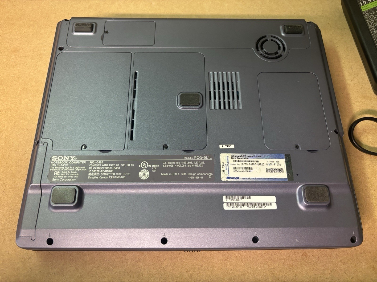 Sony VAIO Laptop PCG-9L1L | Vintage Tested, Fully Working, Includes Power Cord