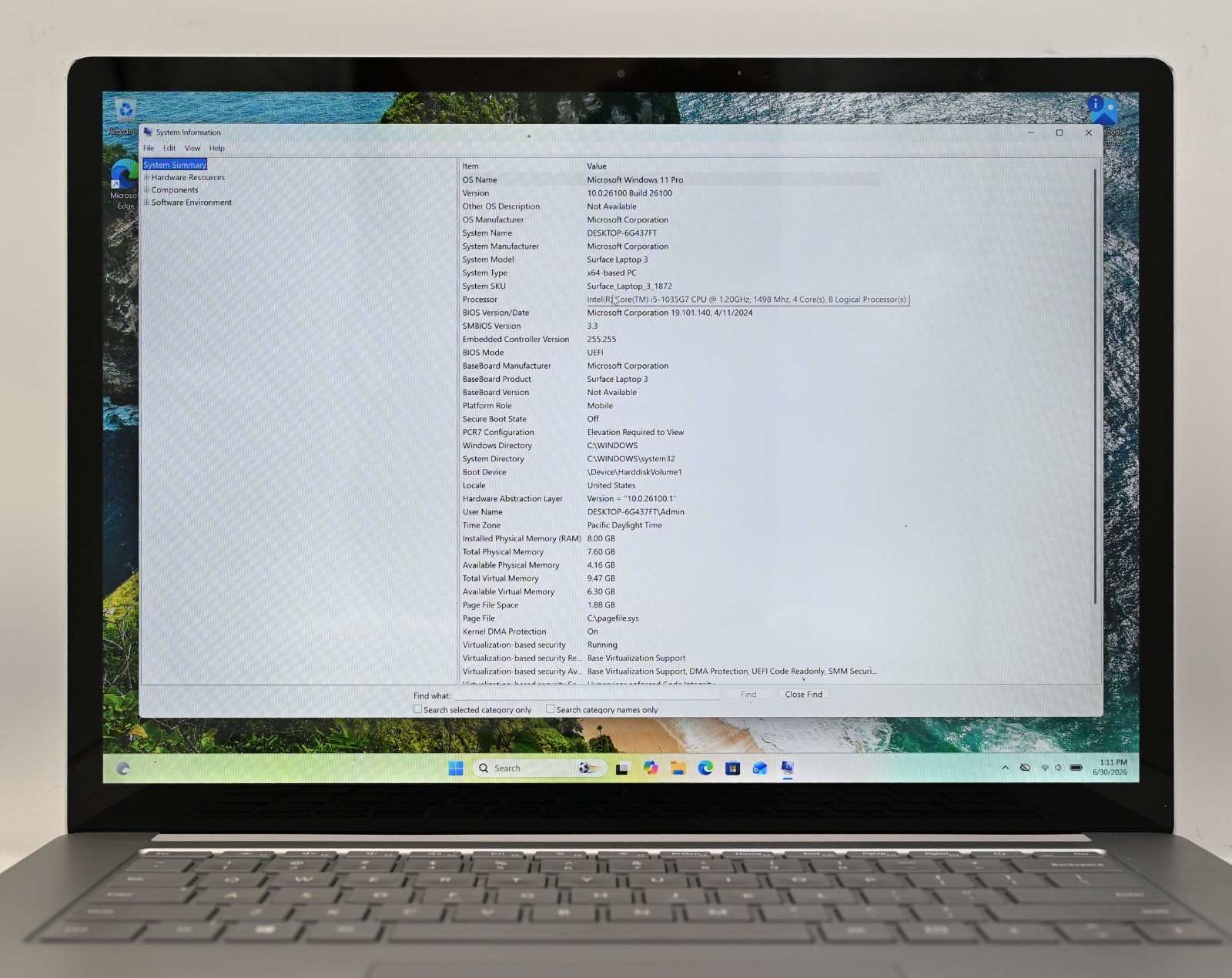 Microsoft Surface Laptop 3 i5-1035G7 1.2GHz 8GB RAM 128GB SSD Windows 11 Pro