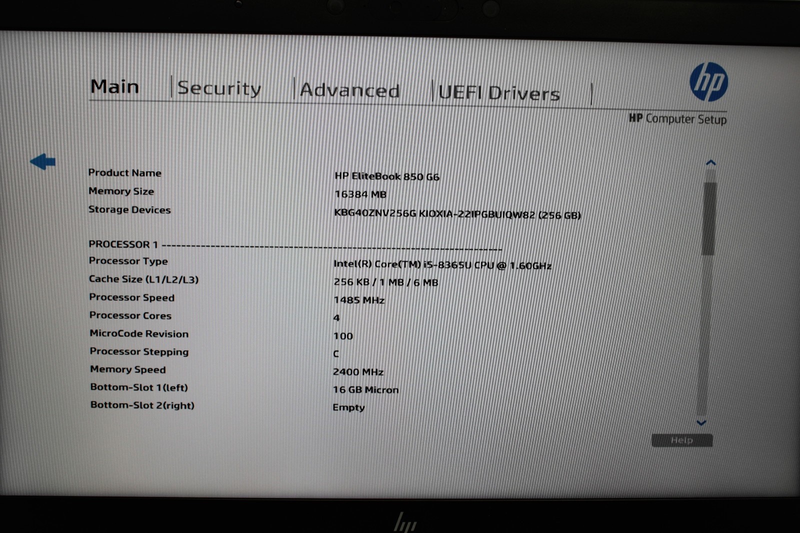 HP EliteBook 850 G6 _ i5-8365U @ 1.6 _ 16GB RAM _ 256GB SSD _ W11H