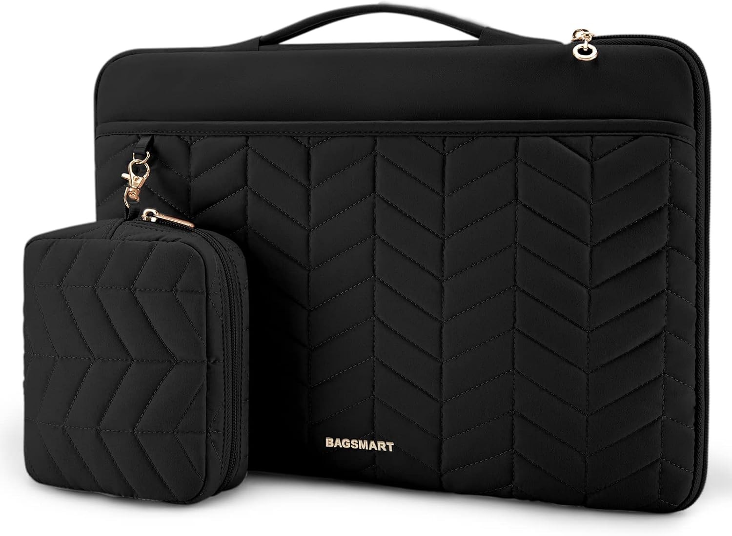 Puffy Padded Laptop Bag Sleeve for Women, Portable MacBook Air/Pro Case, Black
