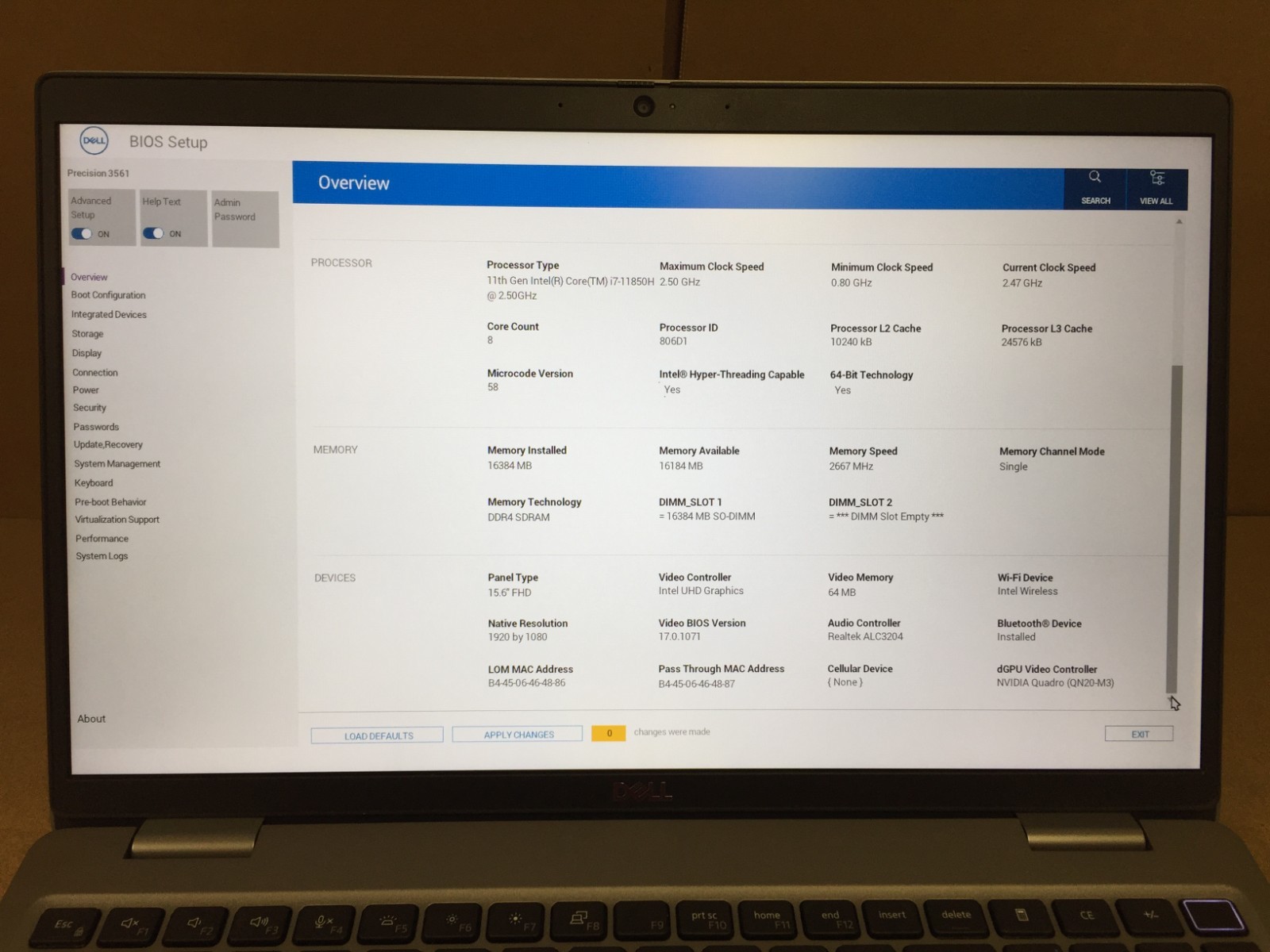 Dell Precision 3561 15.6″ FHD Laptop I7-11850H 16GB 1TB SSD Quadro T600 No AC