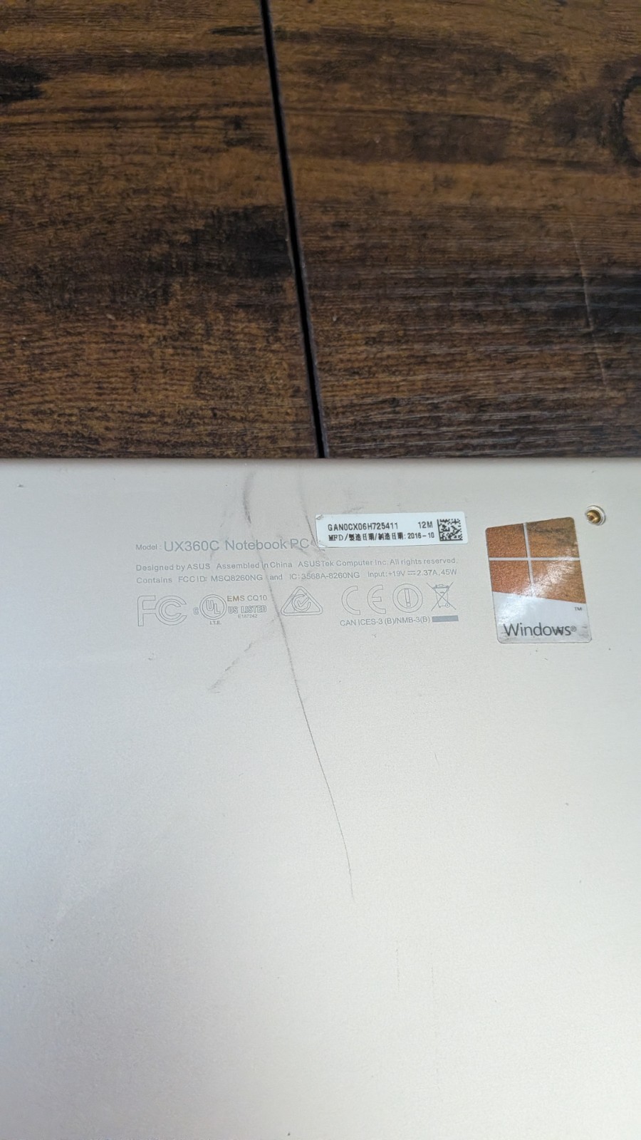 ASUS UX360C Notebook PC intel core m3-7Y30 8GB. FOR PARTS