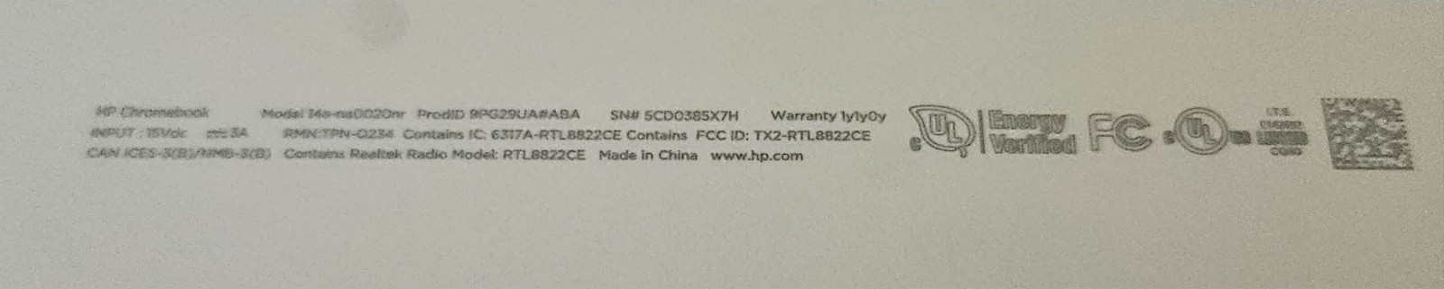HP Chromebook 14a-na0020nr 14″ WLED HD Intel Celeron N4000 4GB 32GB #214