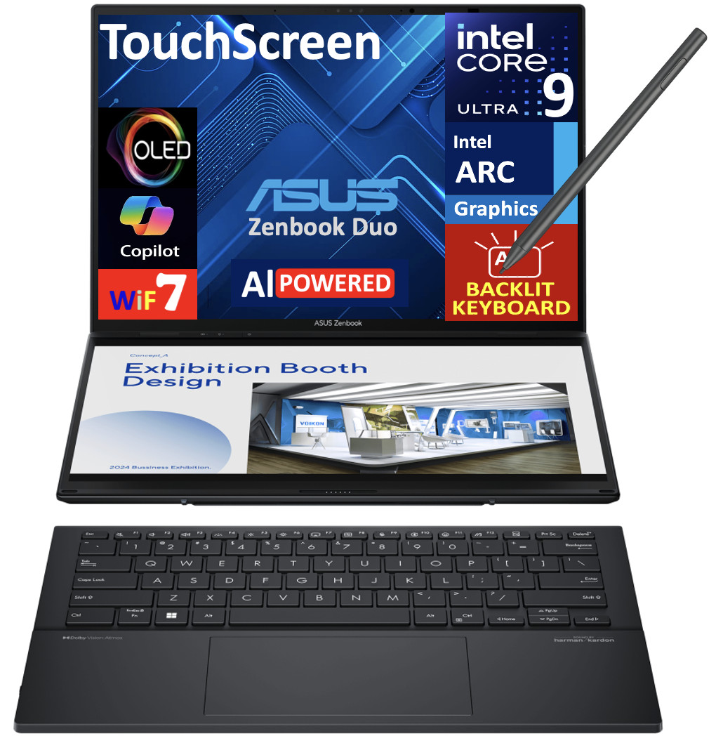ASUS Zenbook Duo 14″ 2880 x 1800 Intel Ultra 9 285H 32GB 1TB SSD Windows 11 Home