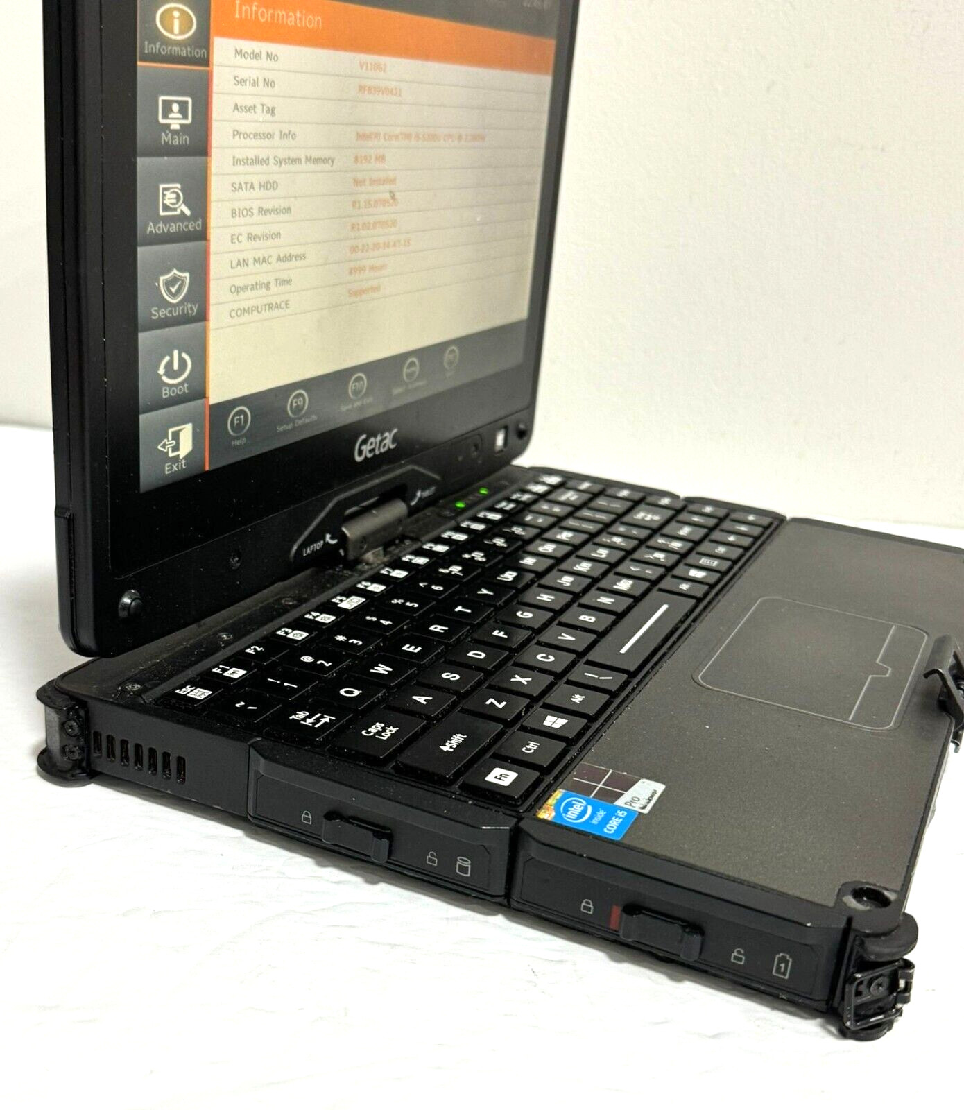 Getac V110 G2 i5-5200U @ 2.20GHz 8GB RAM Touch No CADDY/NO SSD/ NO CHARGER #W
