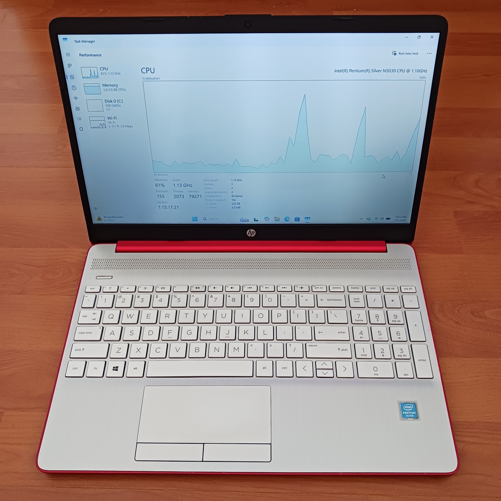 HP 15-dw0083wm Red Intel(R) Pentium(R) Silver Windows 11 4GB 240Gb SSD