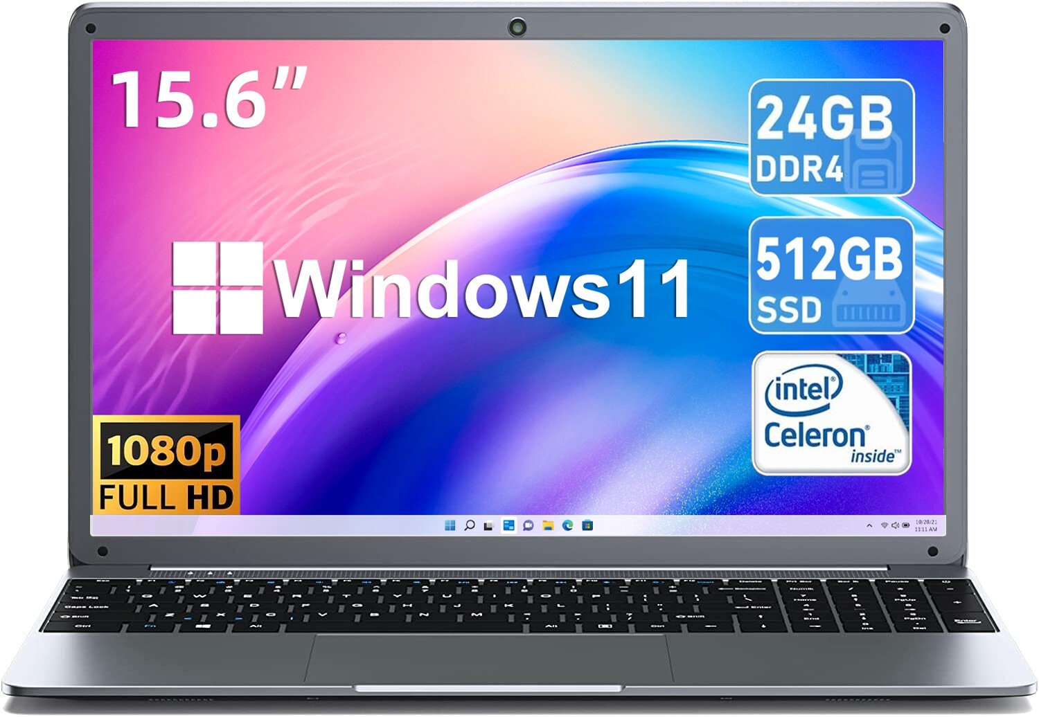 SGIN 15.6″ Laptop 24GB RAM 512GB SSD Intel Celeron Quad-Core 2.8 GHz HD 1080P