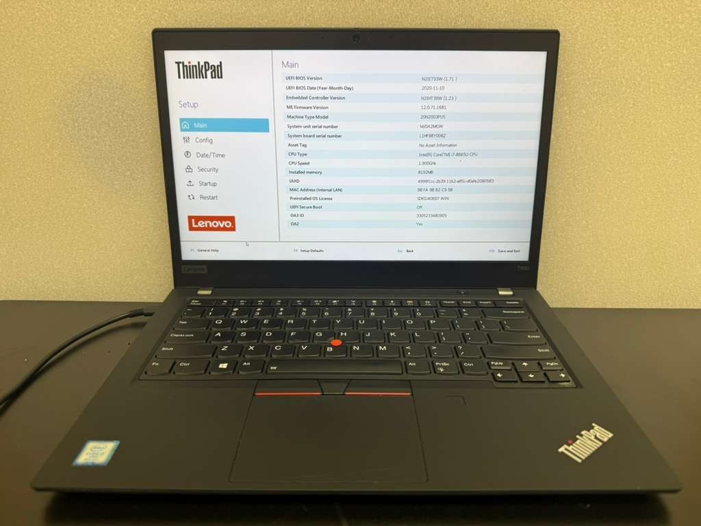 Lenovo ThinkPad T490 14″ i7-8665U 8GB RAM 0GB SSD Bad Keyboard Laptop USED As-Is