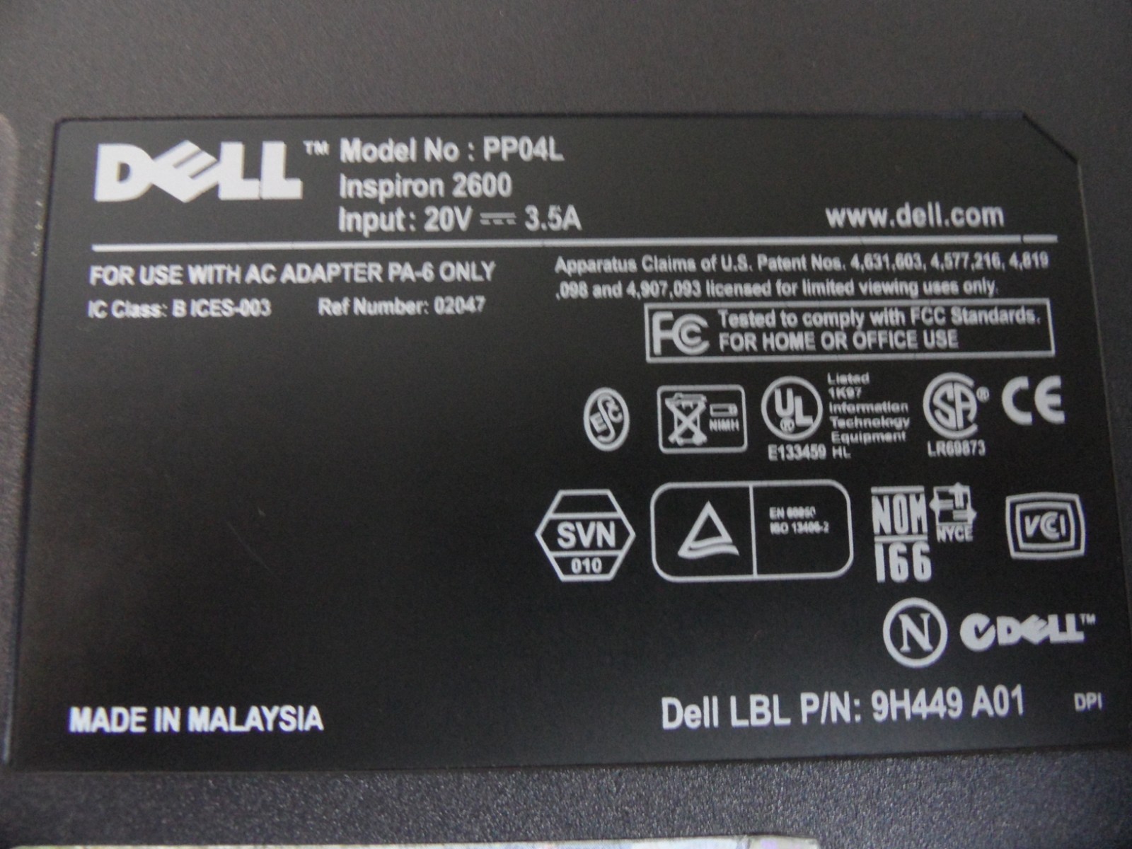Dell Inspiron 2600 4 Parts Booted Windows Hard Drive Wiped Broken Screen Back *