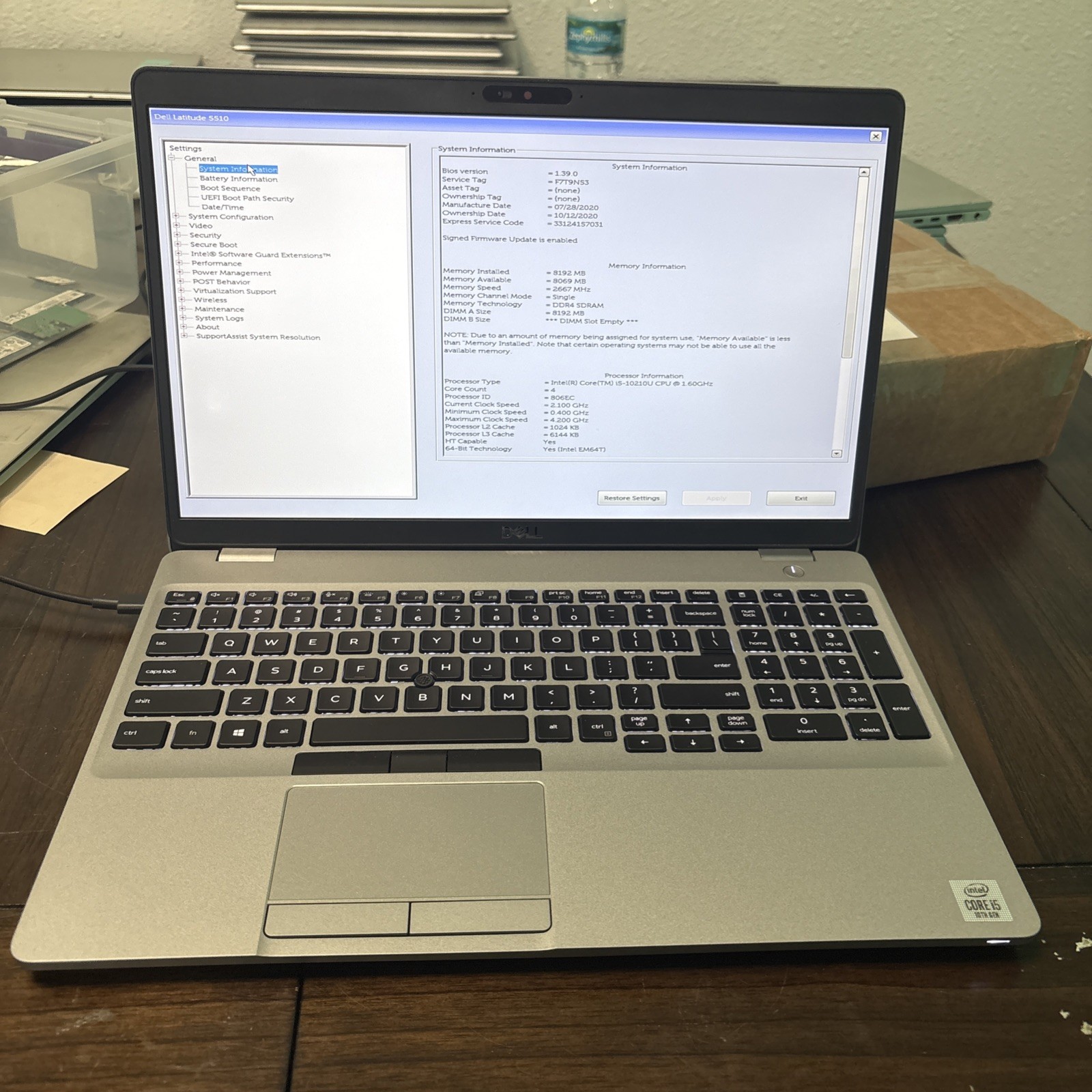Dell Latitude 5510 i5-10210U 8GB RAM NO SSD Good Battery