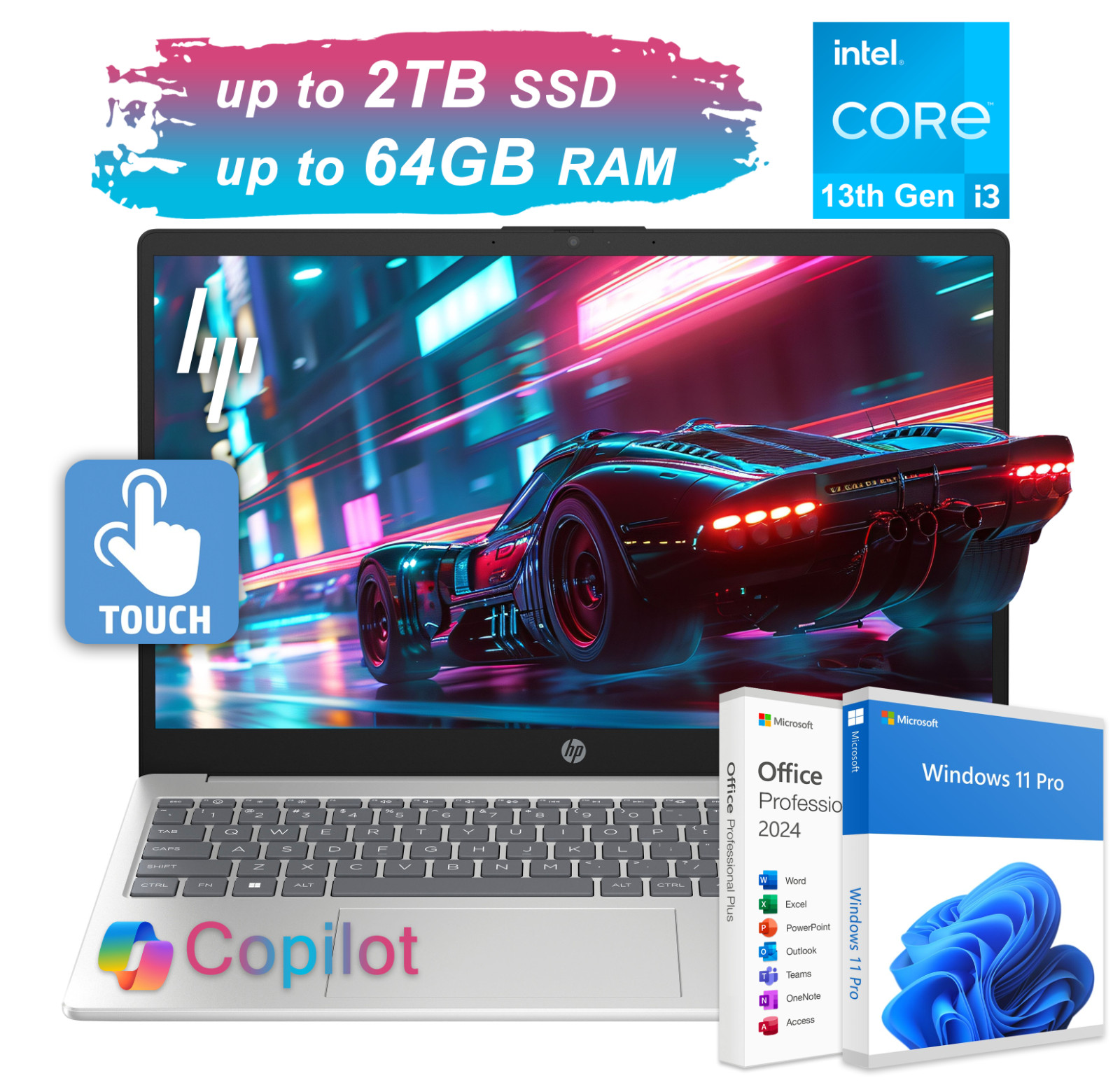 2026 HP Laptop Computer 15.6″ Touch 6-Core Intel i3 Upto 64GB RAM 2TB SSD WinPro