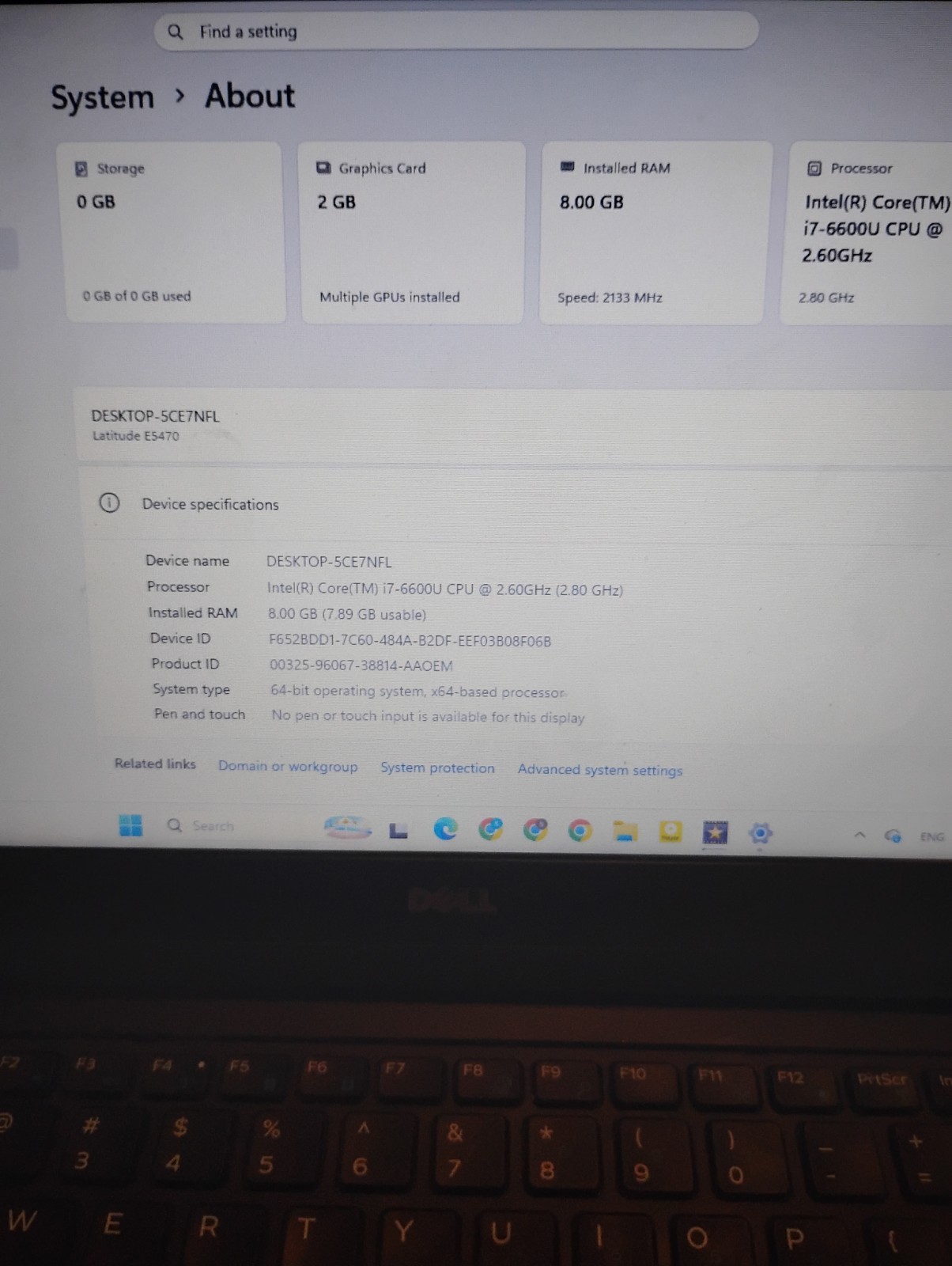 Dell Latitude E5470 14″ Core i7-6600U 2.60GHZ 8GB RAM 500GB HDD Windows 11 Home