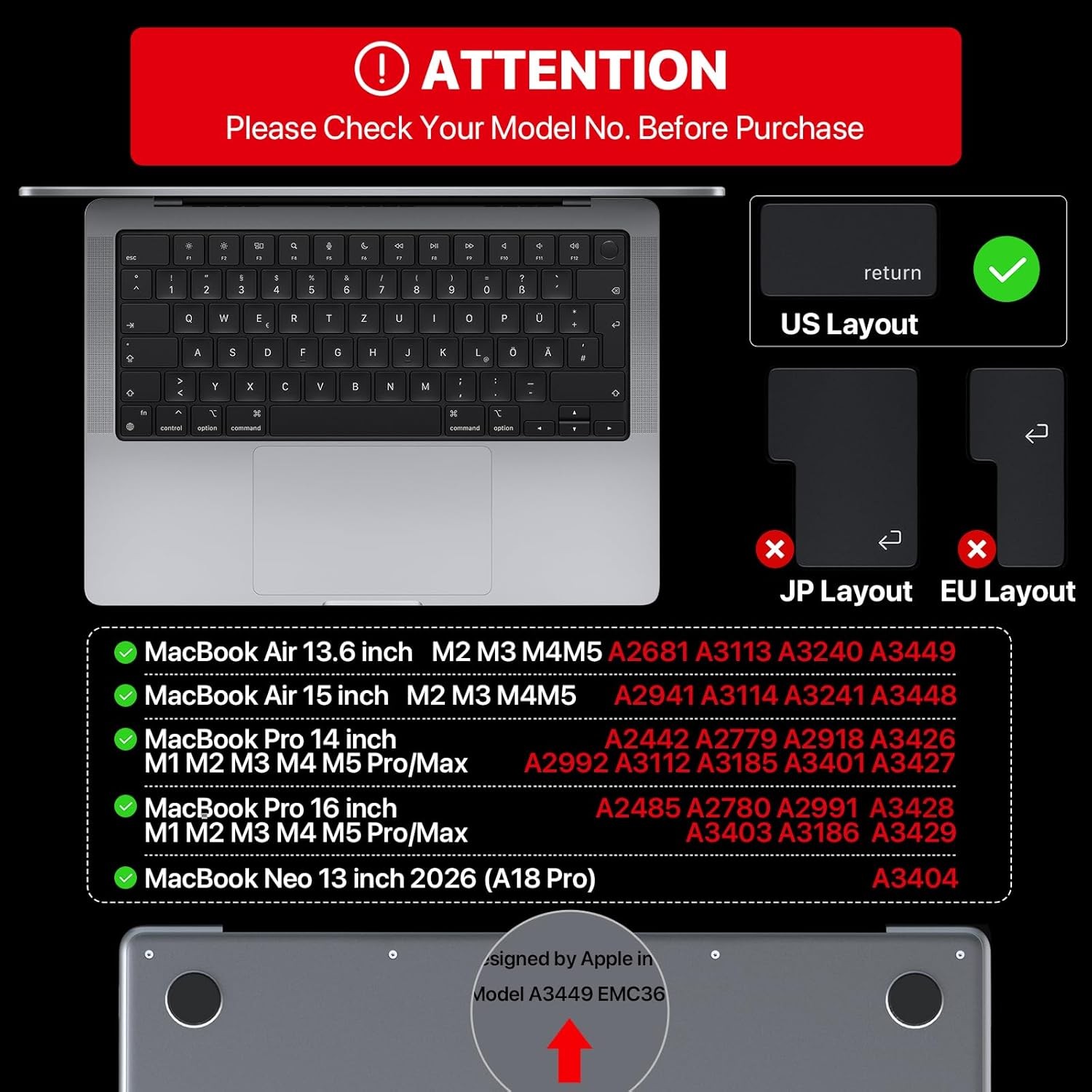 Ultra Thin Keyboard Skin for 2026 2025-2021 M5/M4/M3/M2/M1 Pro/Max MacBook Pro 1