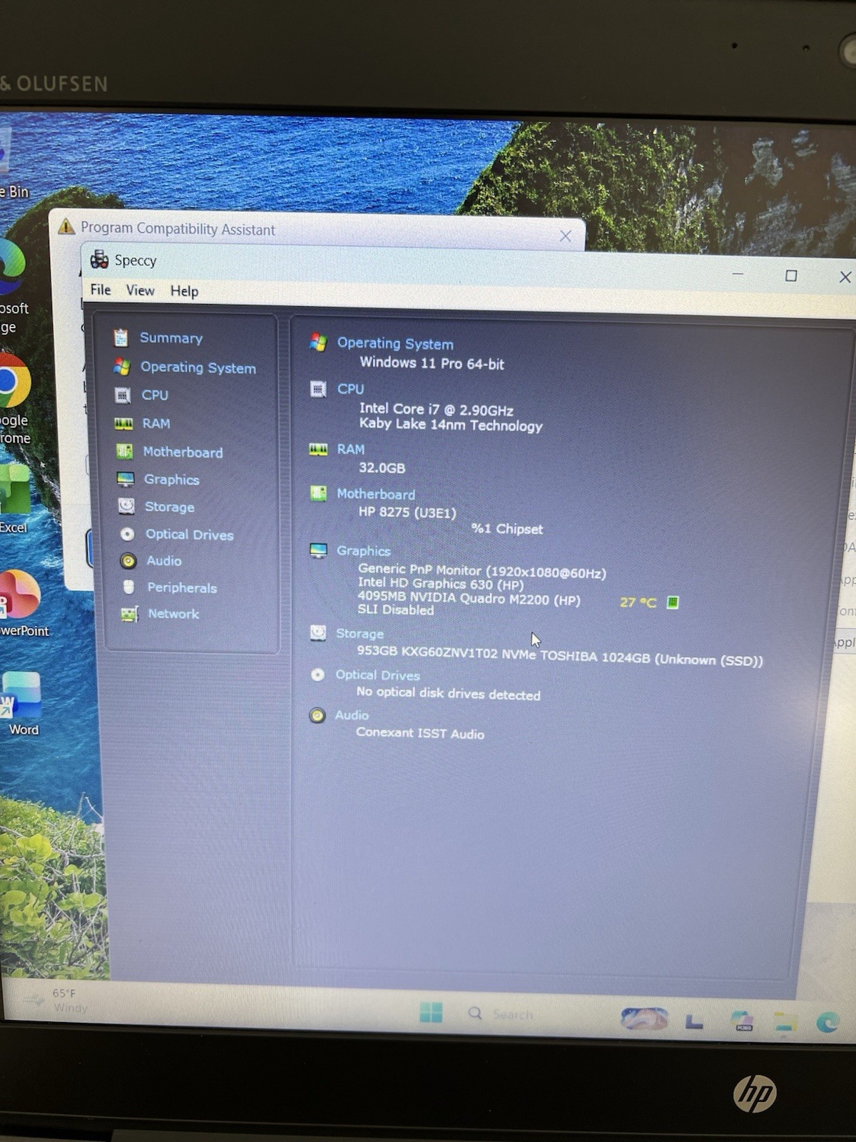 HP zBook 15 G4 i7-7820HQ 2.90GHz 32GB RAM 1tb Nvme SSD Win 11 Pro NVIDIA M2200