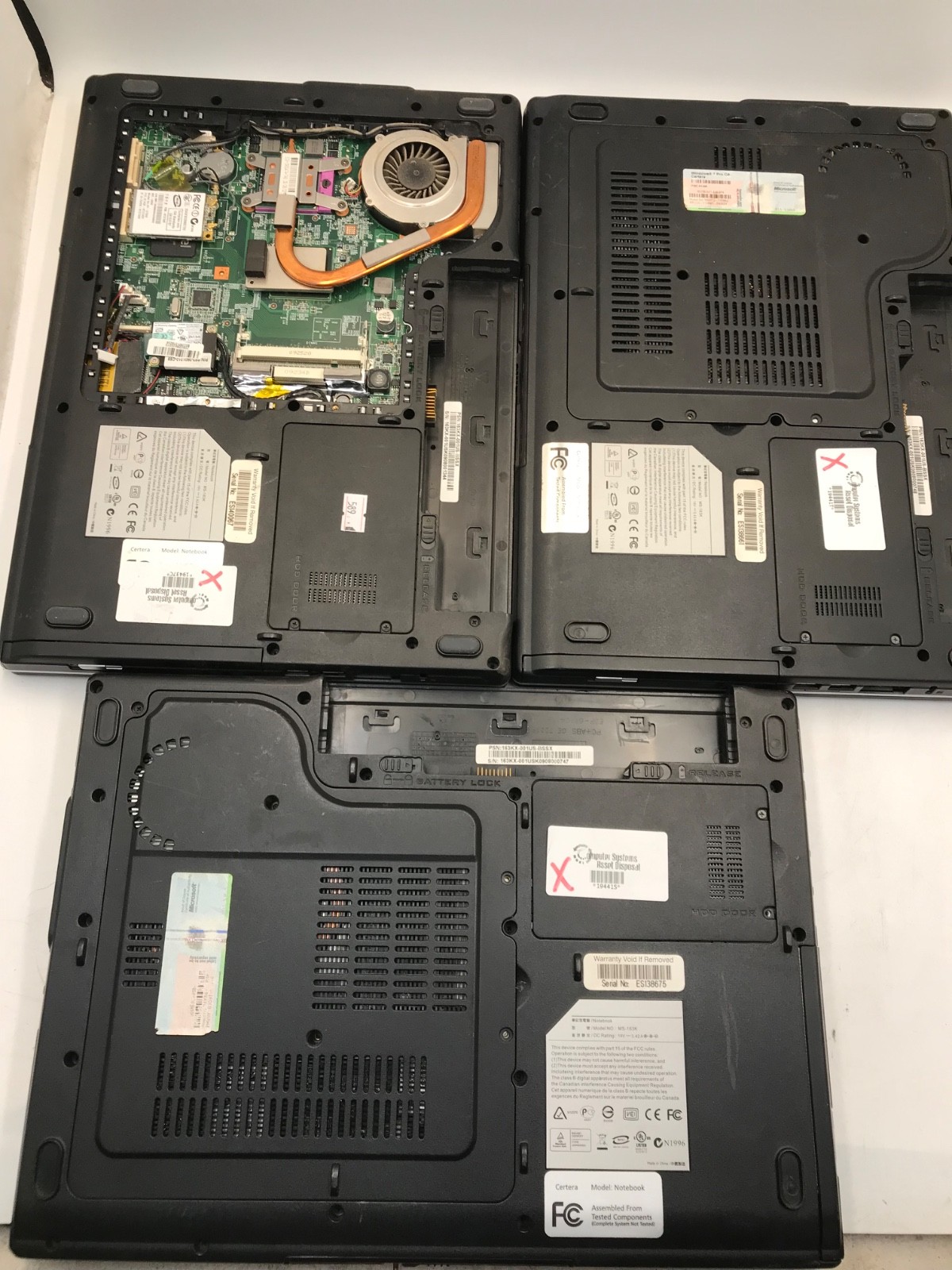 Lot of 3 Certera MS-163K Notebook Intel Pentium Dual Core 15″- PARTS -MZ