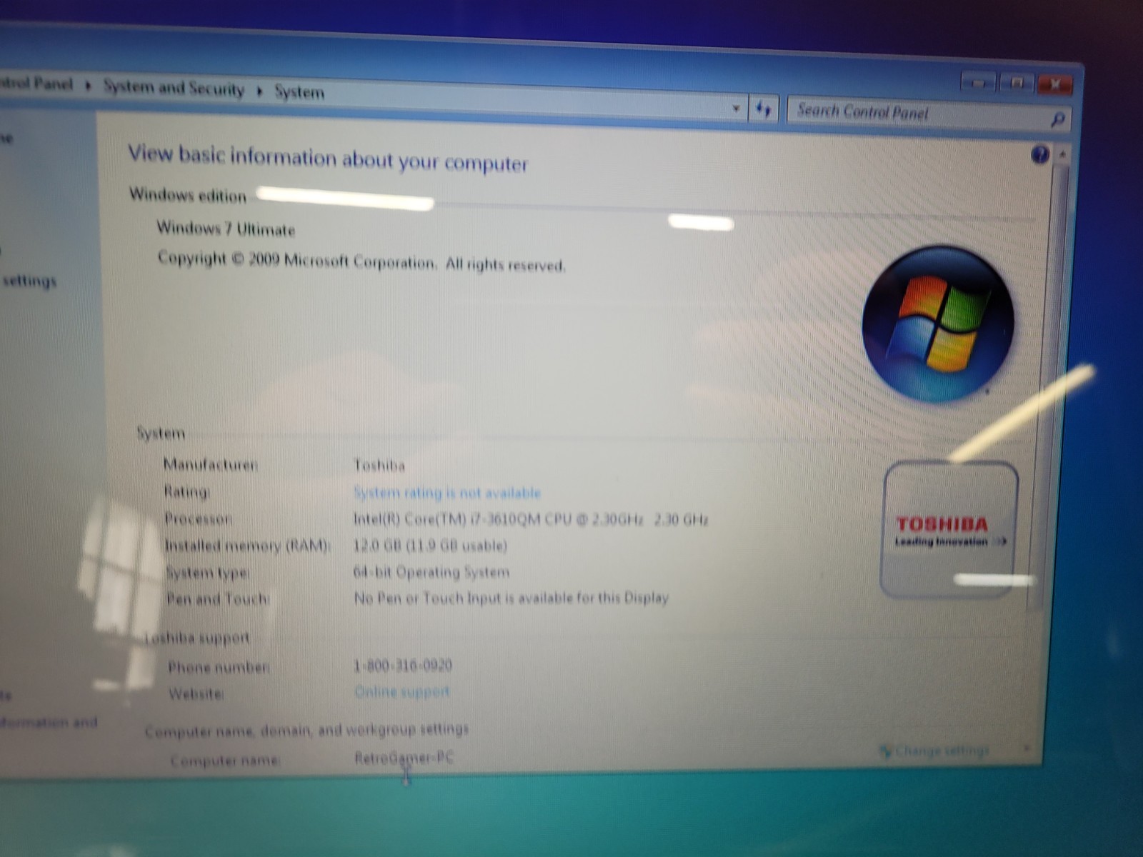 Toshiba Qosmio X870 17.3″ Intel Core i7-3610QM 12GB RAM 250GB SSD Win 7 GTX 670M
