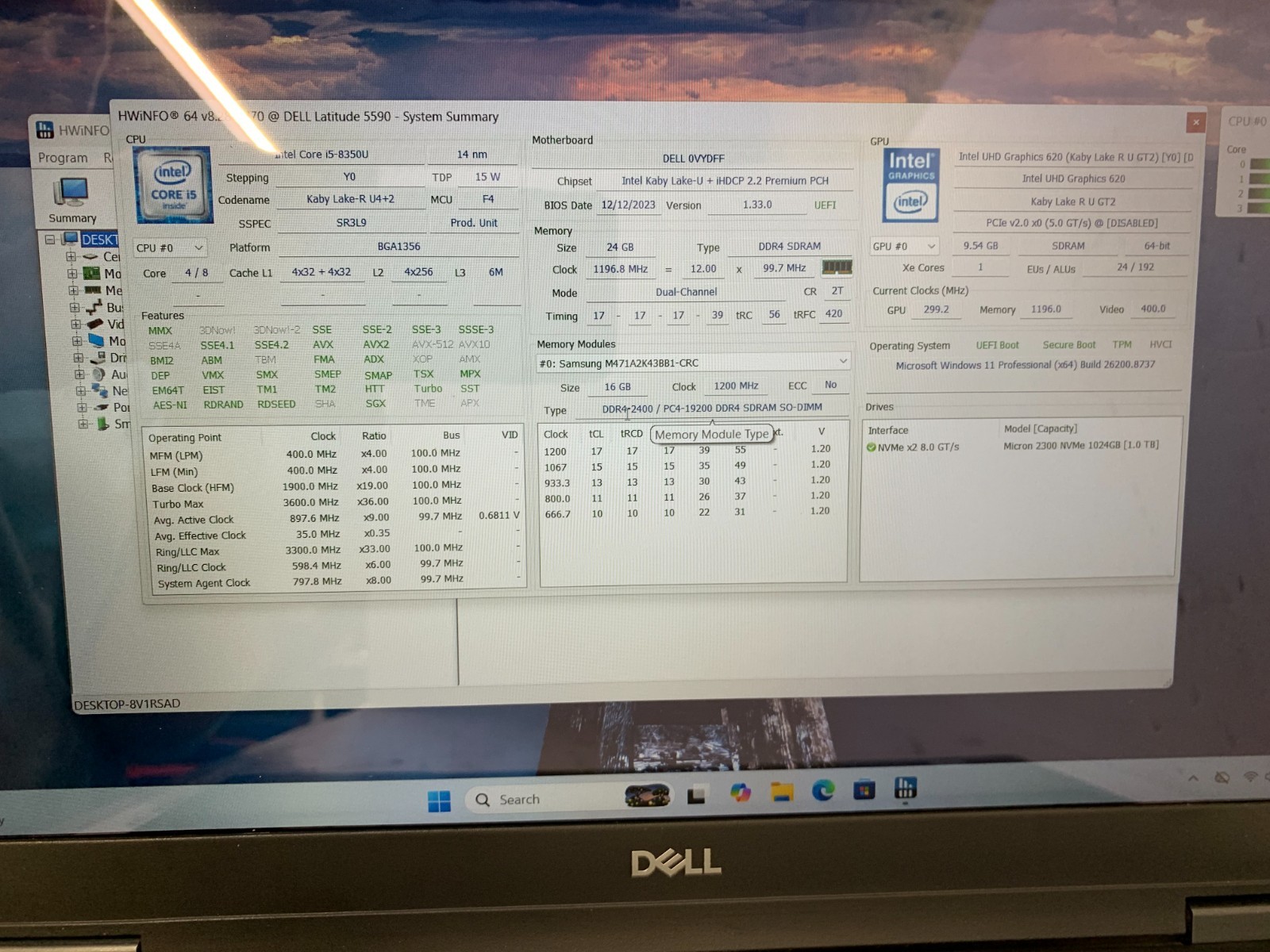 Dell Latitude 5590 15.6″ Touchscreen – Core i5-8350u 24GB RAM 1TB NVMe SSD W11P