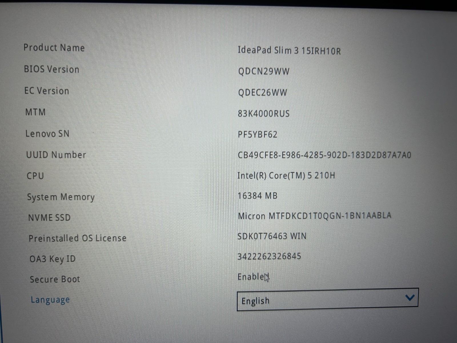 Lenovo Slim 3 15IRH10R, Intel Core 5 210H, 2.20 GHz, 16 GB RAM, 1 TB NVMe SSD