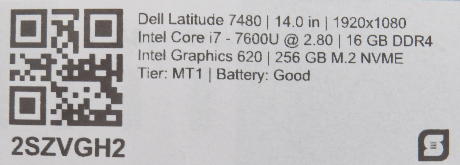 Dell Latitude 7480 | i7-7600U @ 2.8GHz | 16GB DDR4 | 256GB m2 | No OS/AC